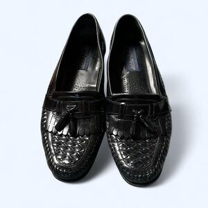 Giorgio Brutini Black Woven Leather Loafers
